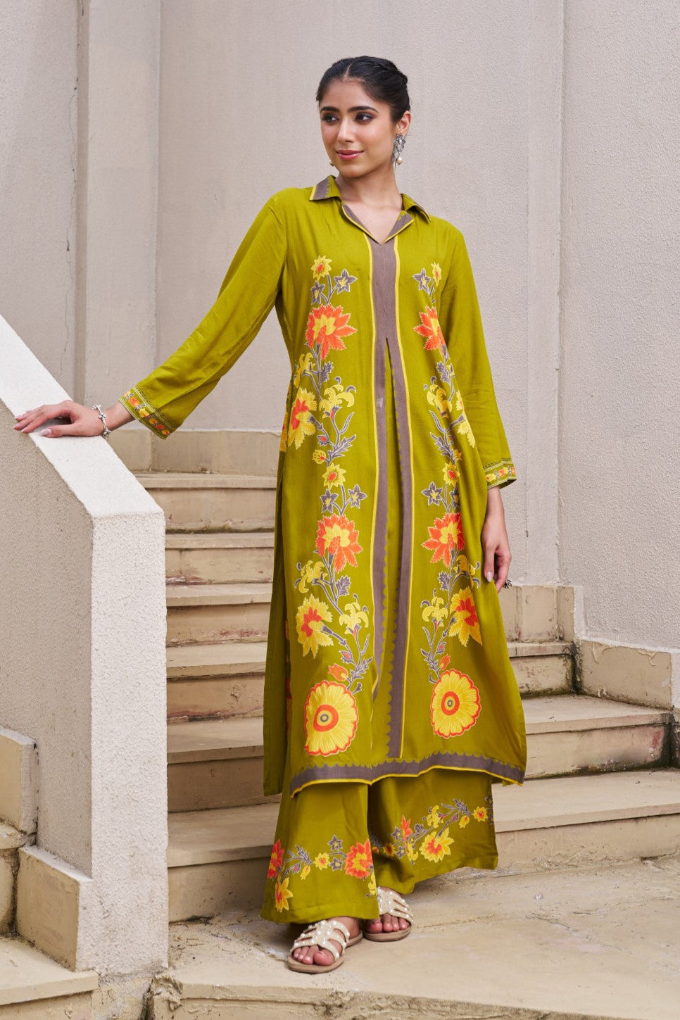 Sonpal sage printed kurta pant set