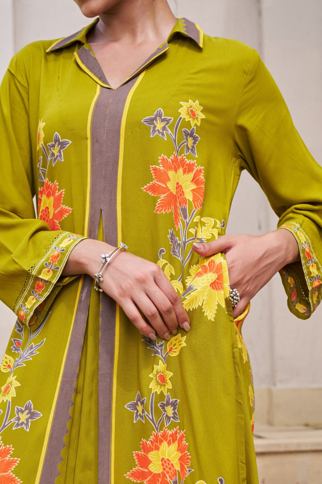 Sonpal sage printed kurta pant set