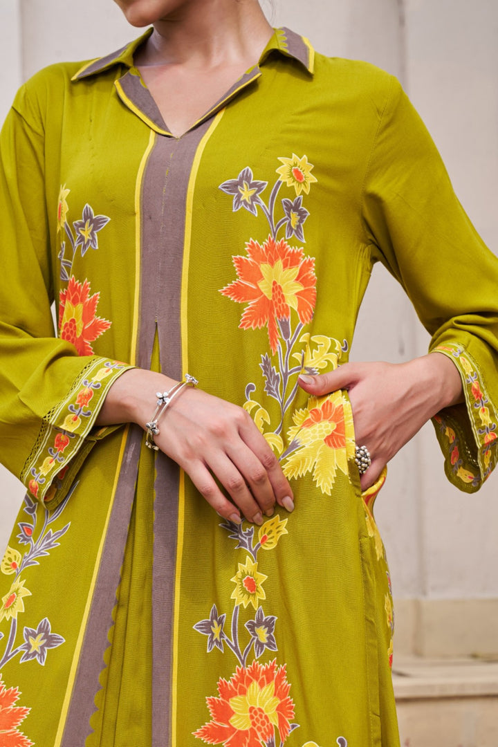 Sonpal sage printed kurta pant set