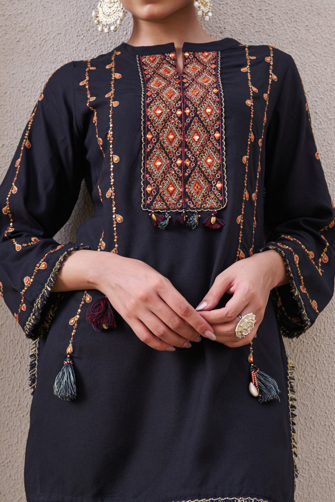 Stravi taupe embroidery co-ord set