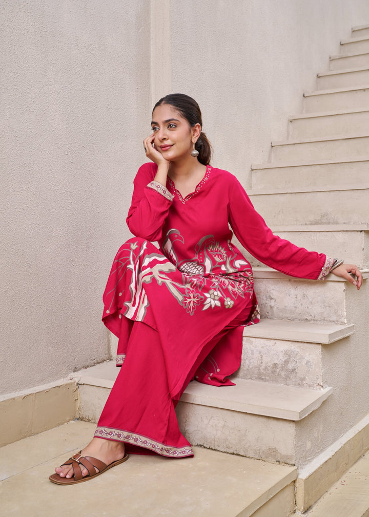 Sonpal cherry printed kurta pant set