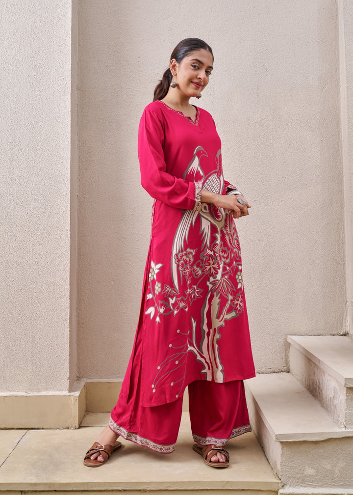 Sonpal cherry printed kurta pant set