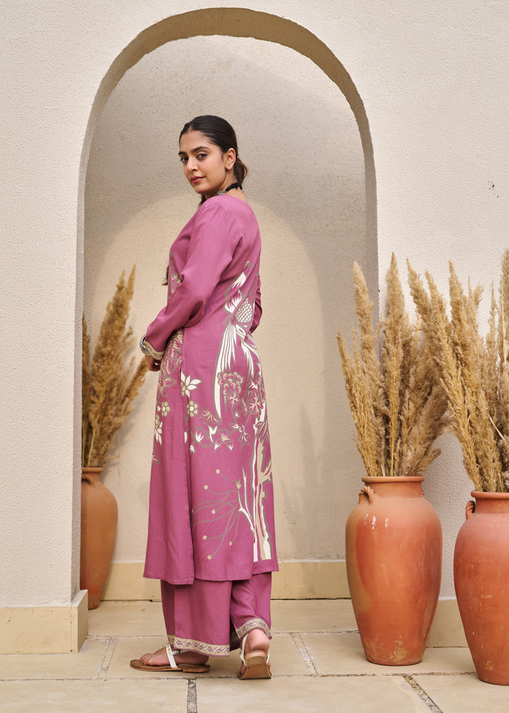 Kabool Blush Printed Kurta Pant Set