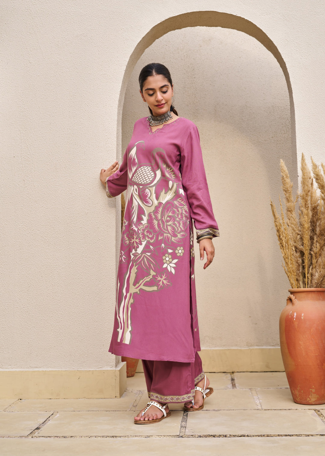 Kabool Blush Printed Kurta Pant Set