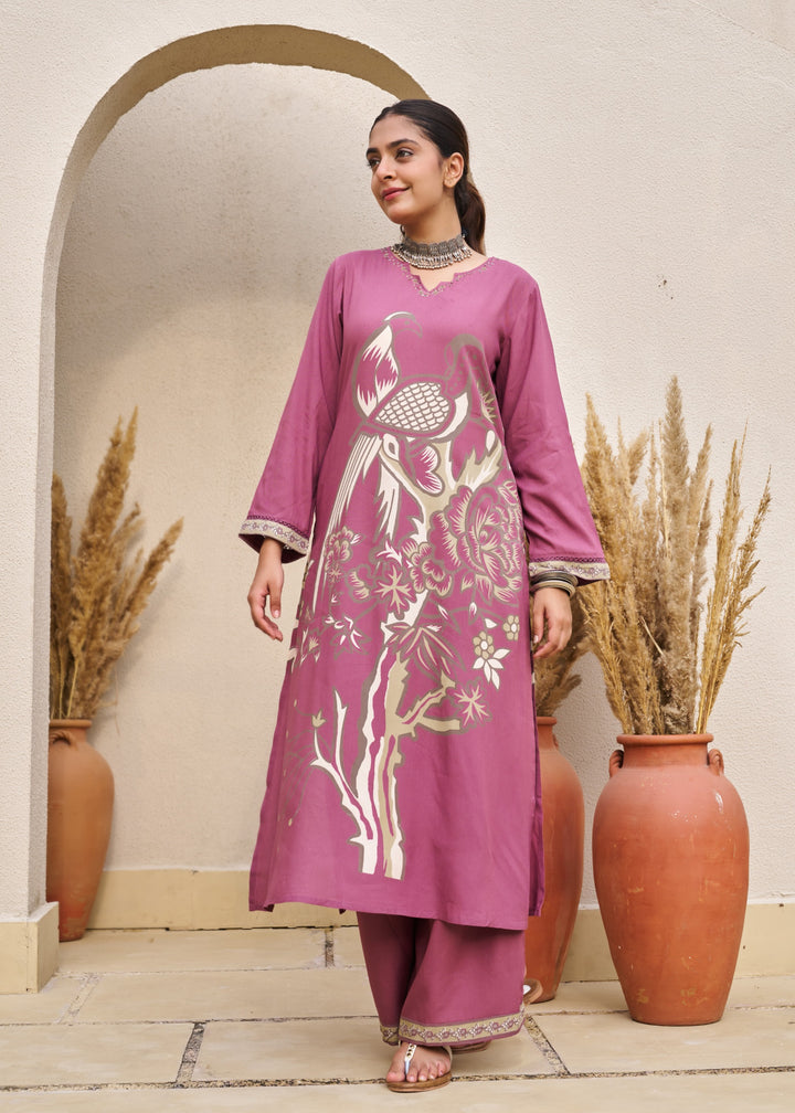 Kabool Blush Printed Kurta Pant Set