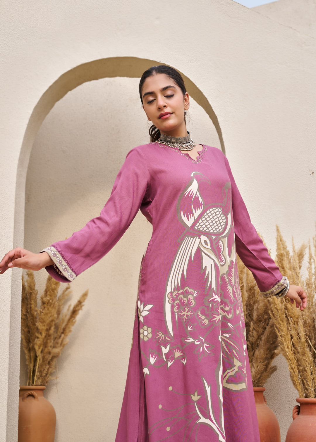 Kabool Blush Printed Kurta Pant Set