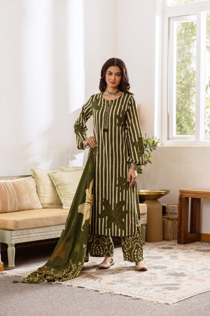 Karen olive cotton suit set