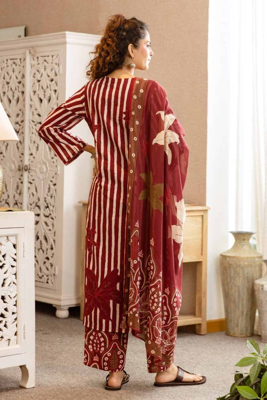 Karen auburn cotton suit set