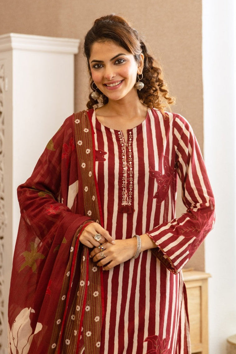 Karen auburn cotton suit set