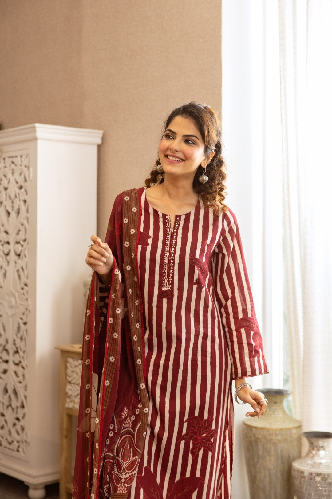 Karen auburn cotton suit set