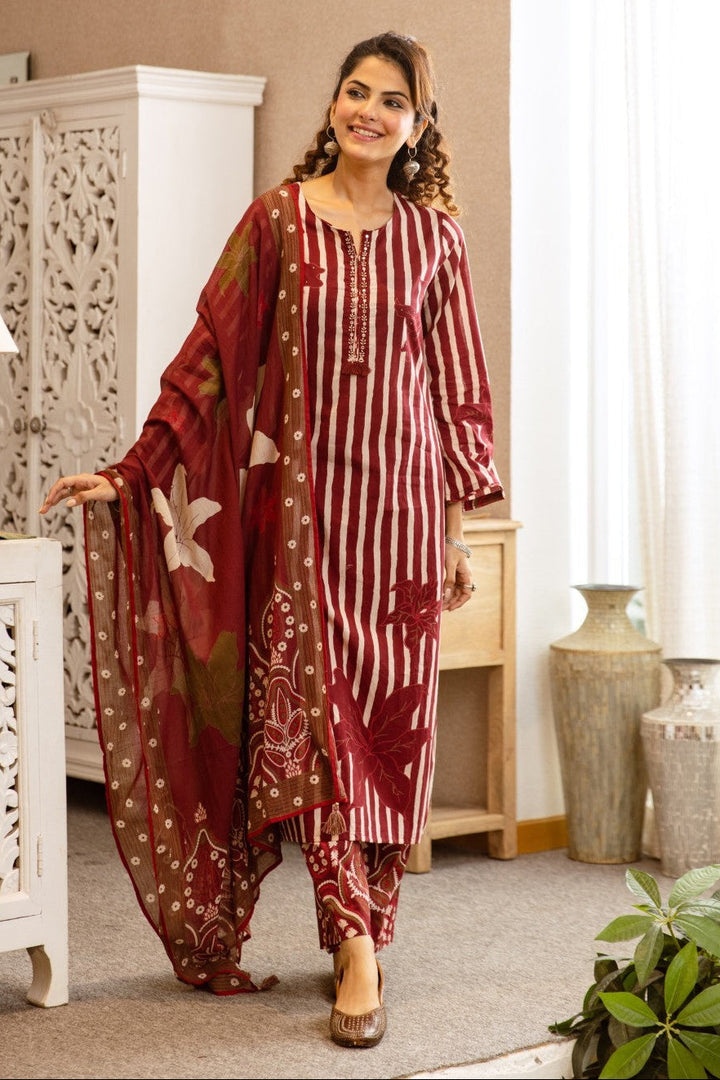 Karen auburn cotton suit set