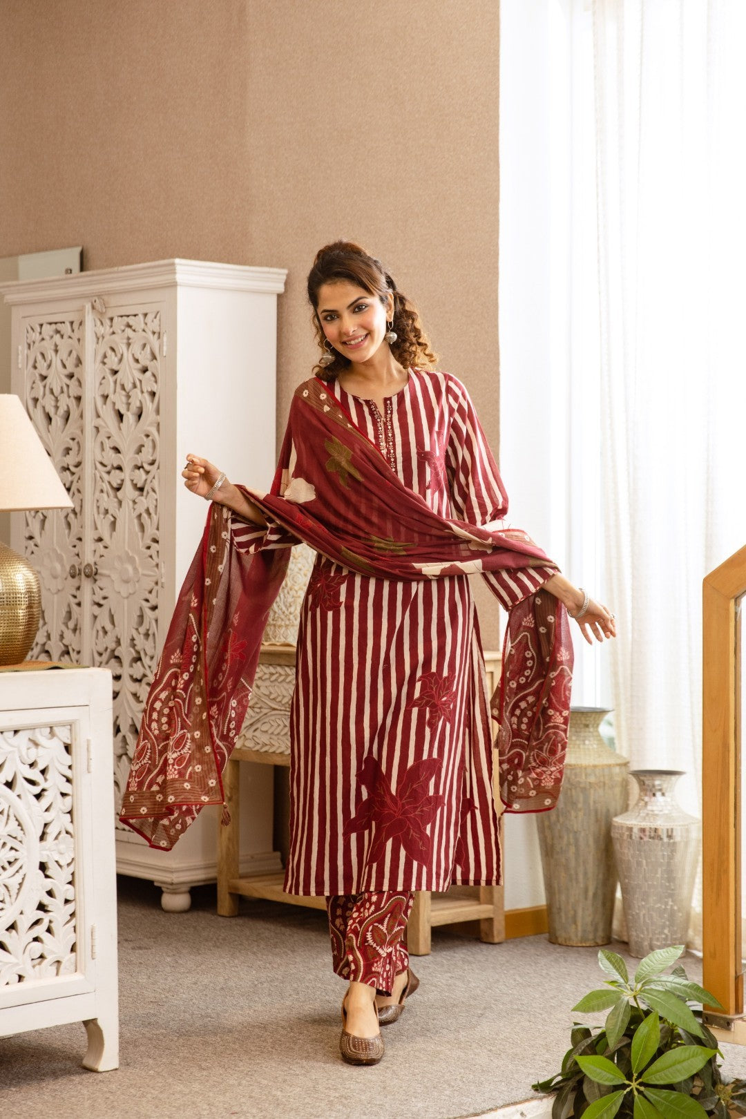 Karen auburn cotton suit set