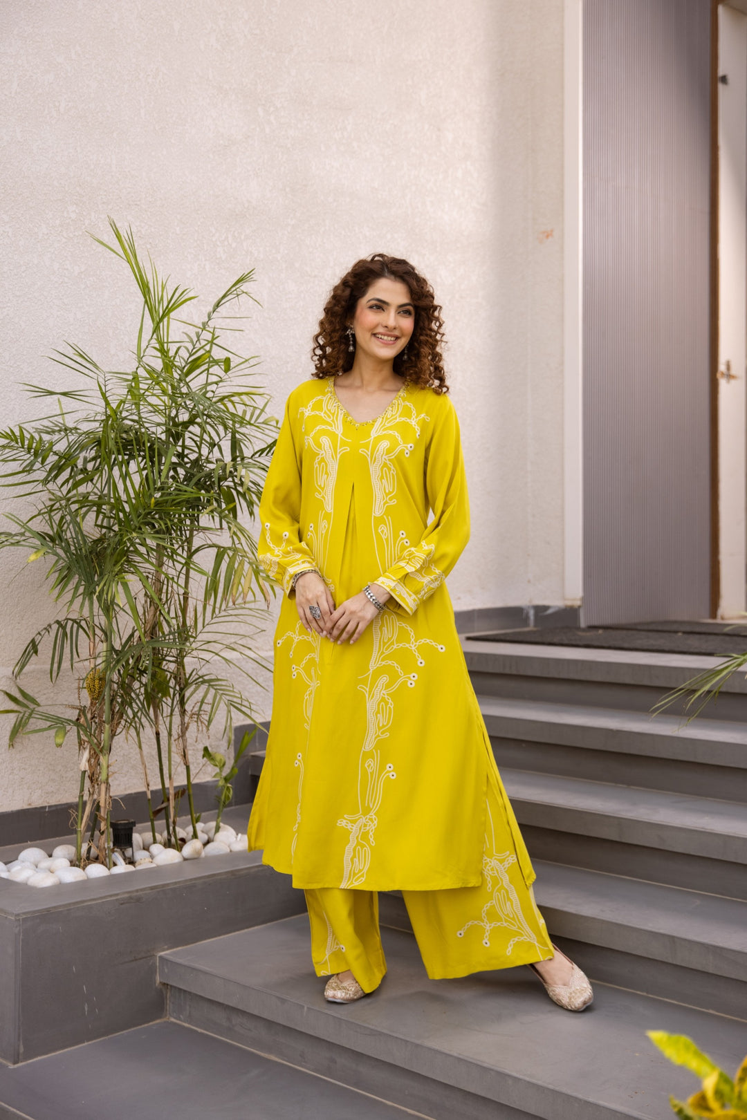 Kabool Sunshine Printed Kurta Pant Set