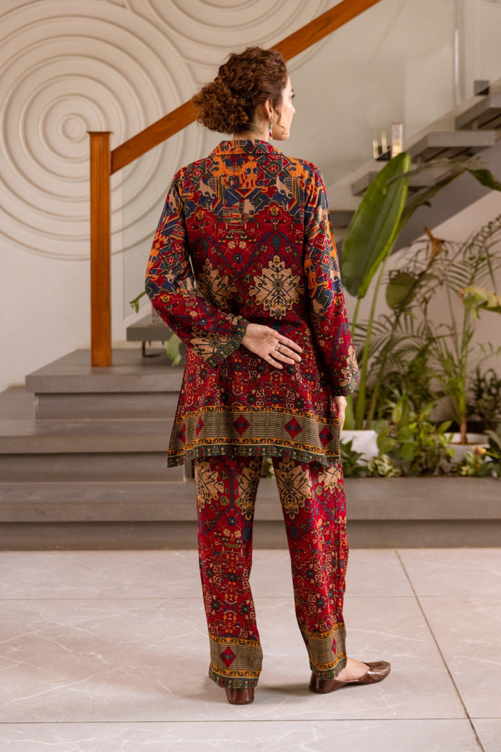Kabool Claret Printed Co-ord Set