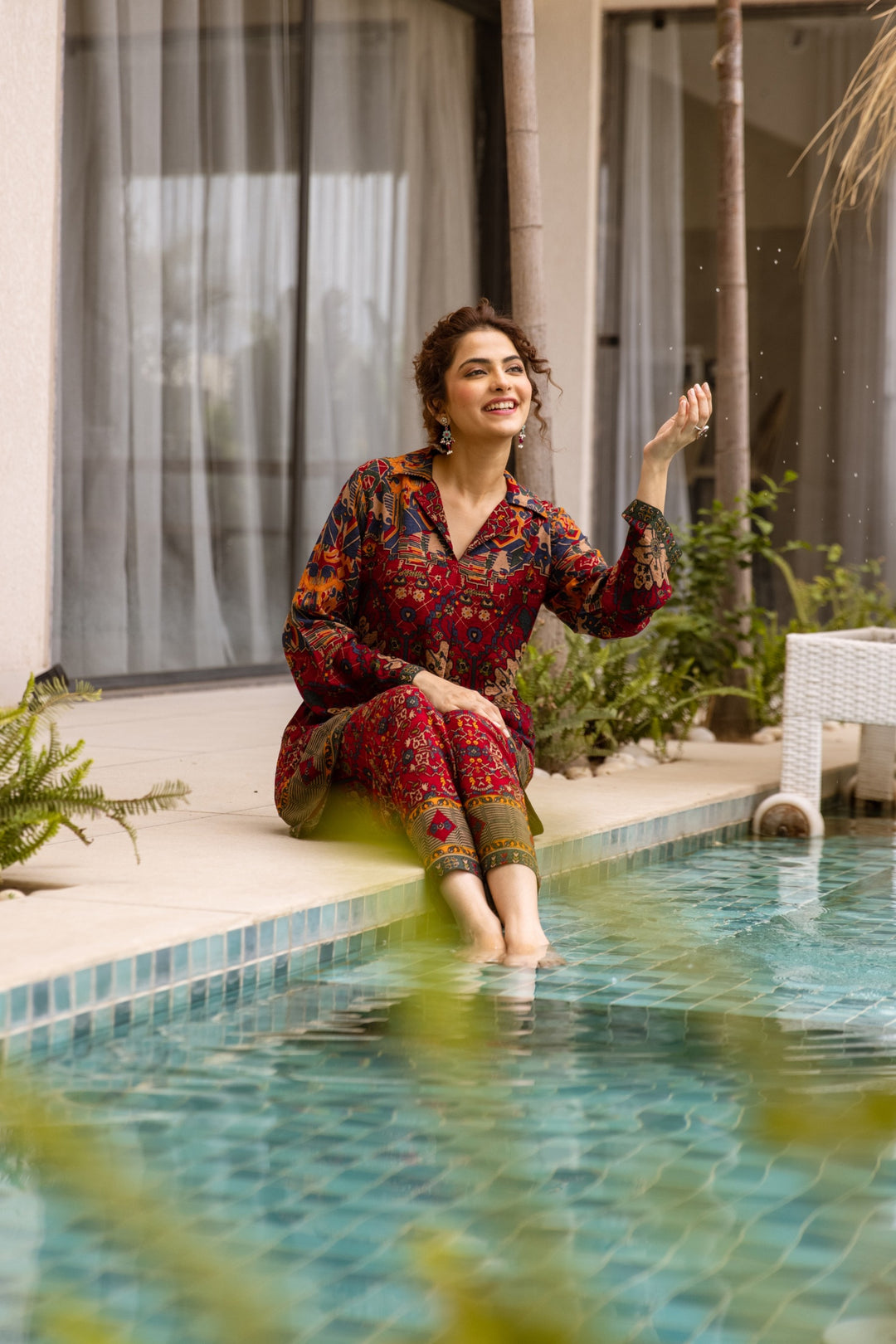 Kabool Claret Printed Co-ord Set