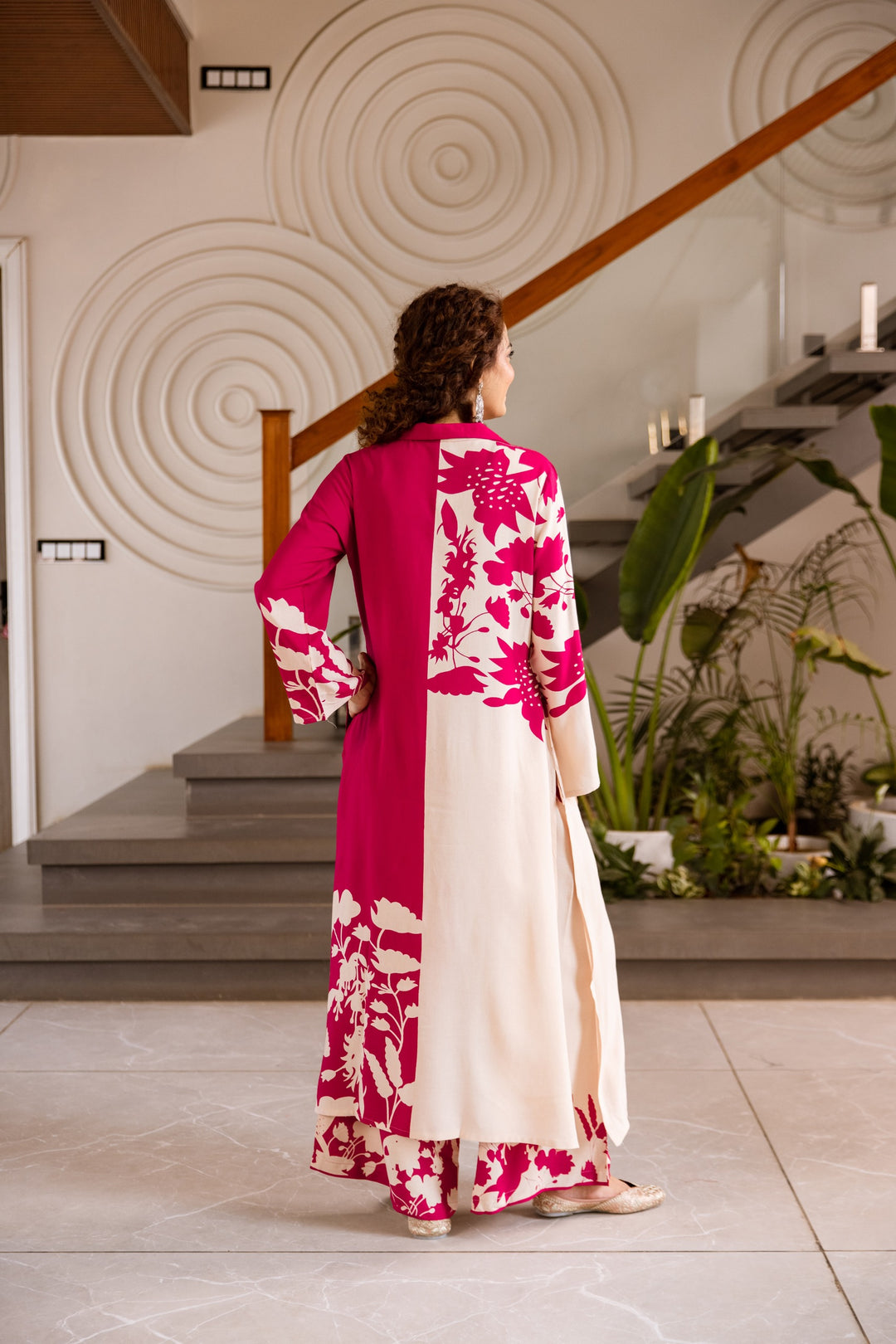 Kabool Fuchsia Bloom Printed Kurta pant set