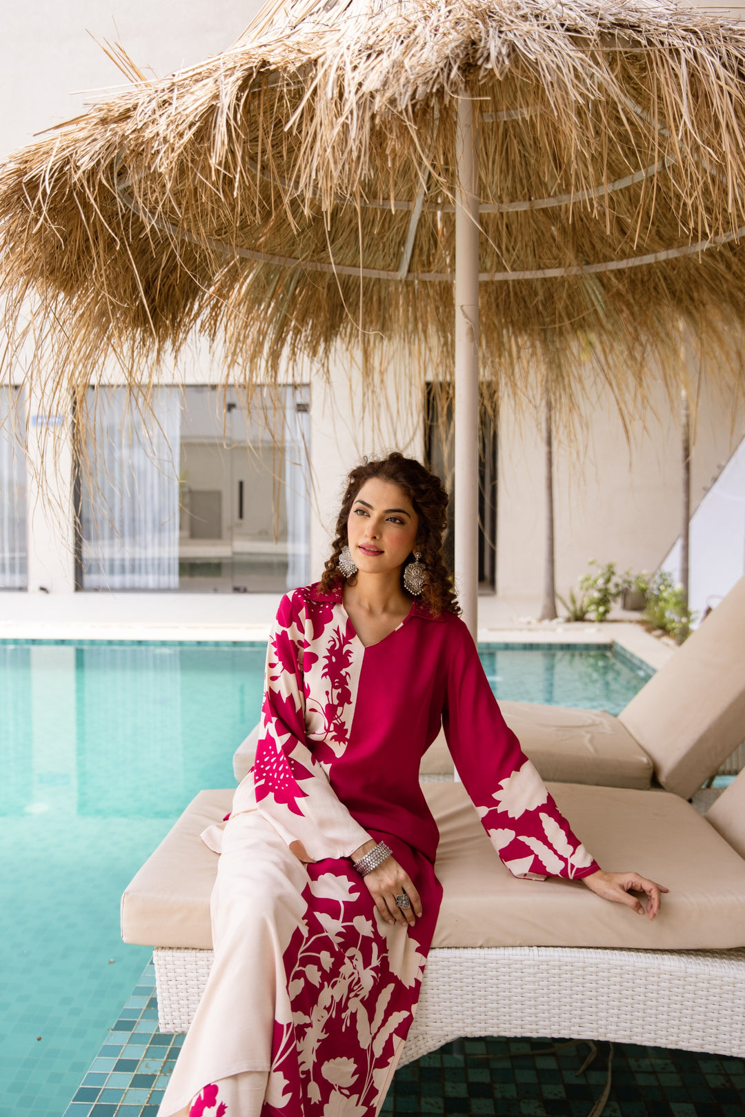 Kabool Fuchsia Bloom Printed Kurta pant set