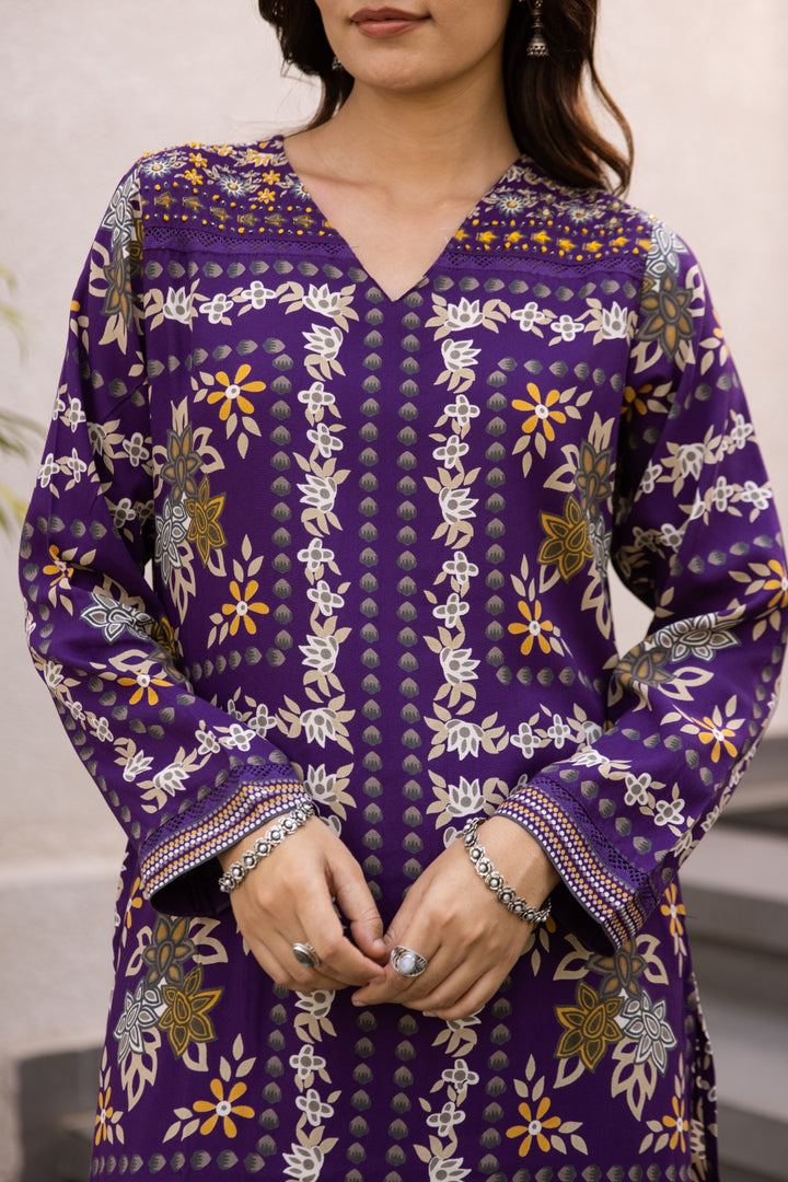 Kabool orchid printed Kurta pant set