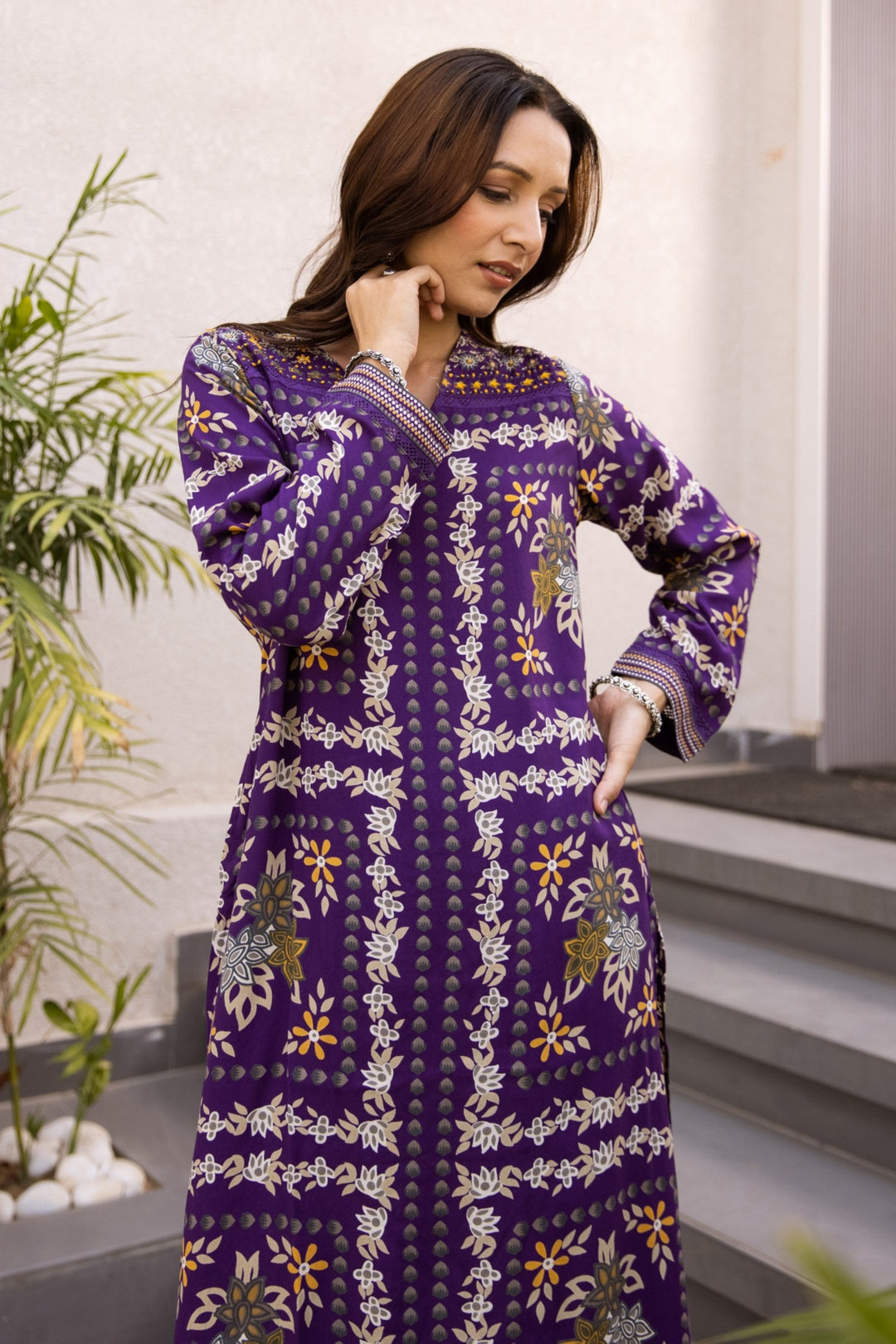 Kabool orchid printed Kurta pant set