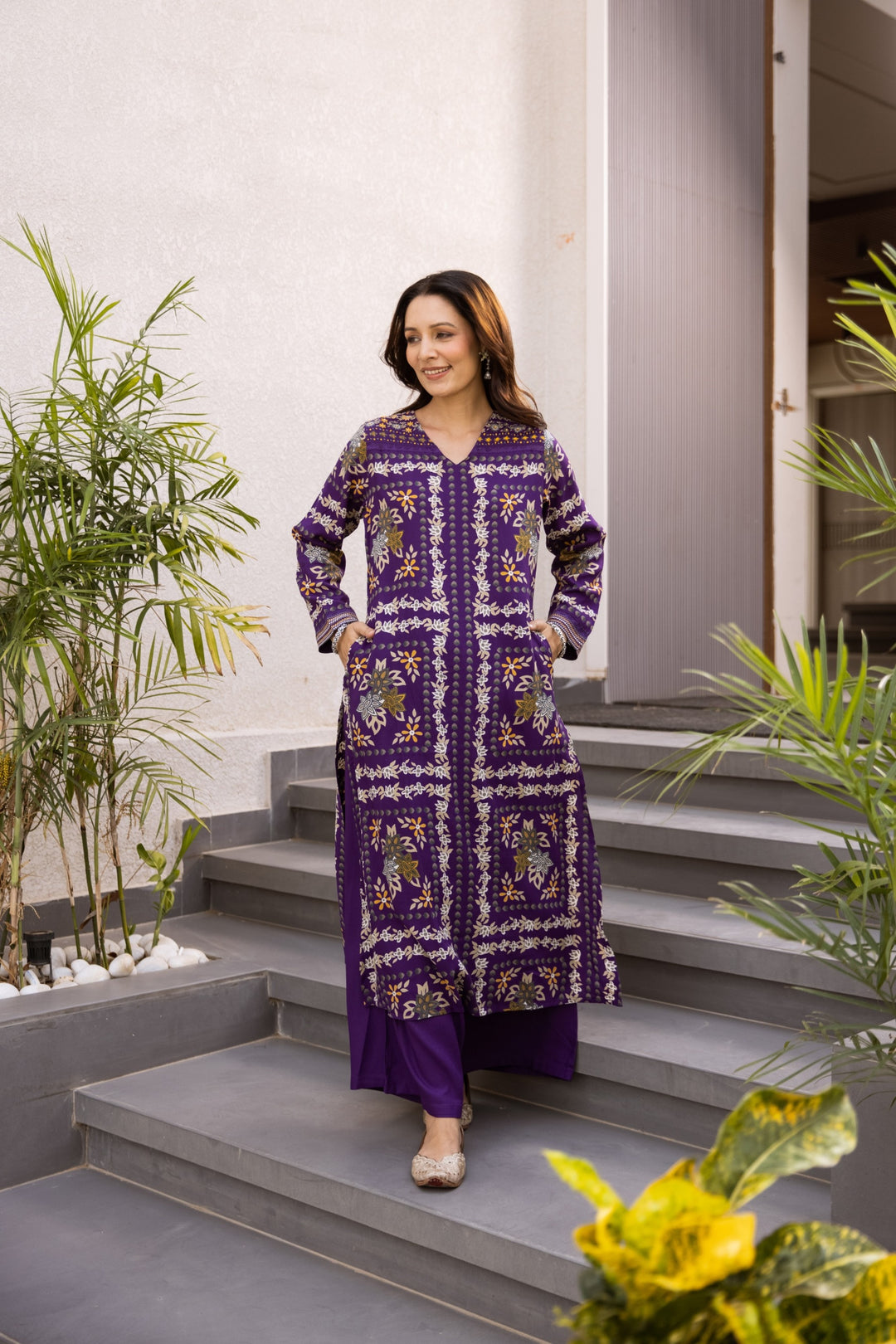 Kabool orchid printed Kurta pant set