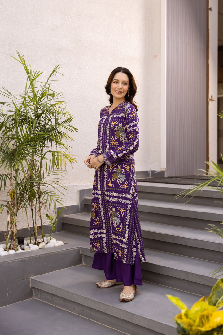 Kabool orchid printed Kurta pant set