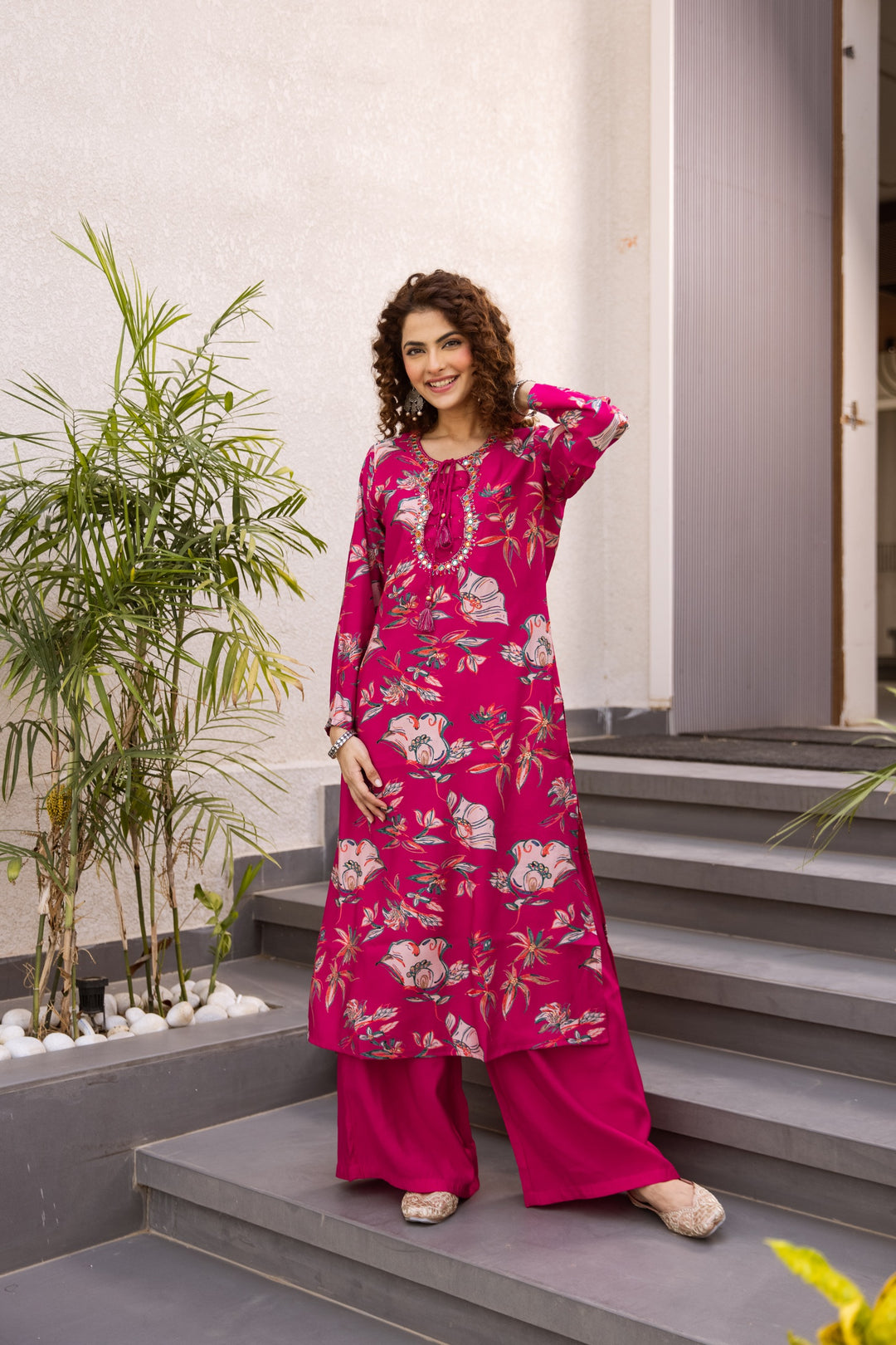 Kabool Rosy Printed Kurta Pant Set