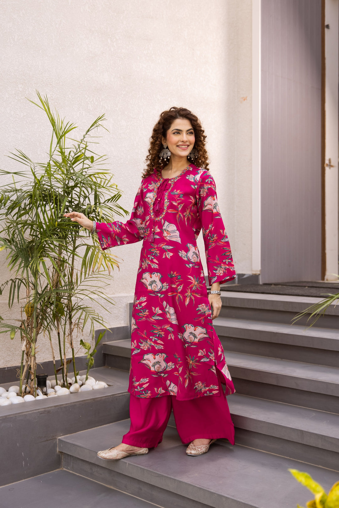 Kabool Rosy Printed Kurta Pant Set