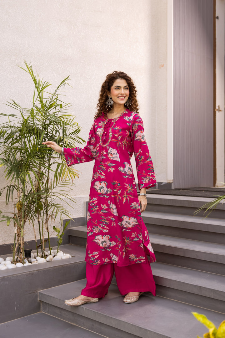Kabool Rosy Printed Kurta Pant Set