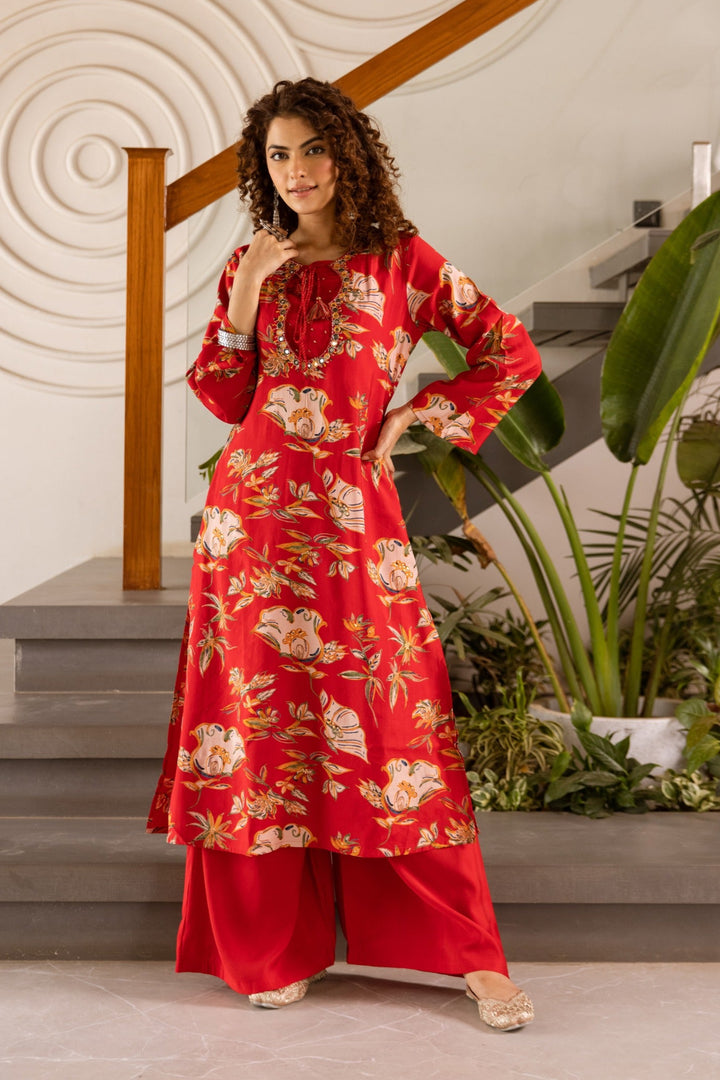 Kabool Lava Printed Kurta Pant Set