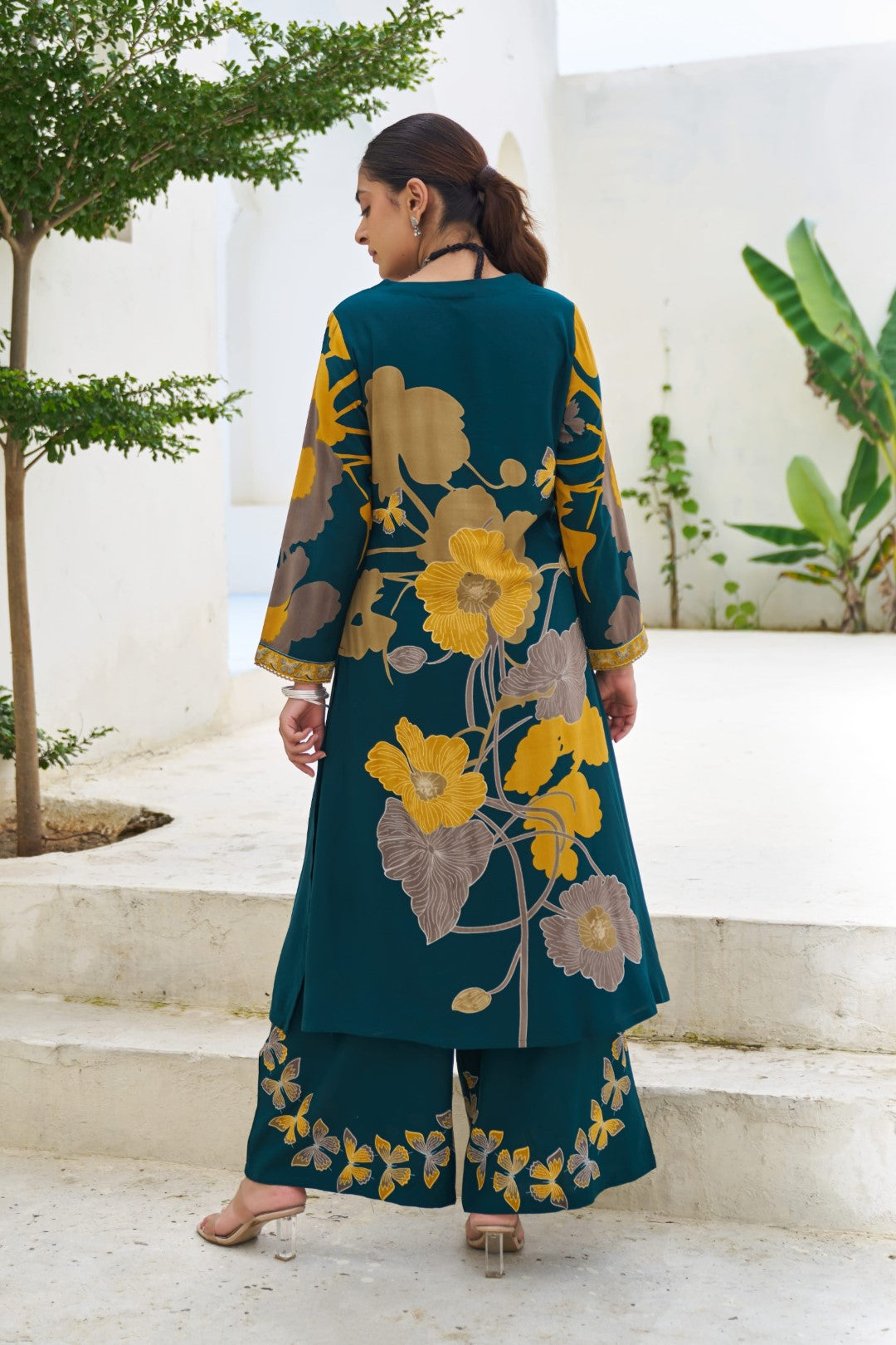 Sonpal cobalt printed kurta pant set