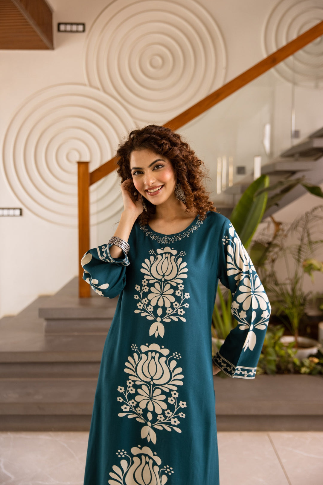 Kabool Azure Printed Cotton Kurta Pant Set