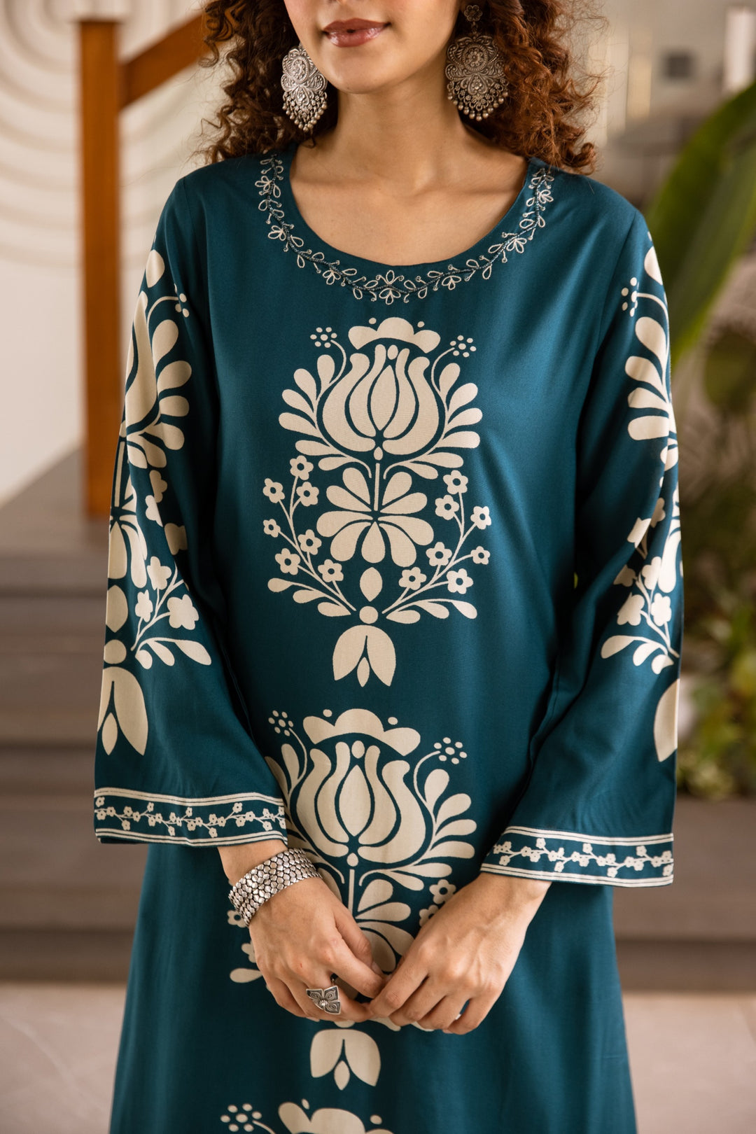 Kabool Azure Printed Cotton Kurta Pant Set