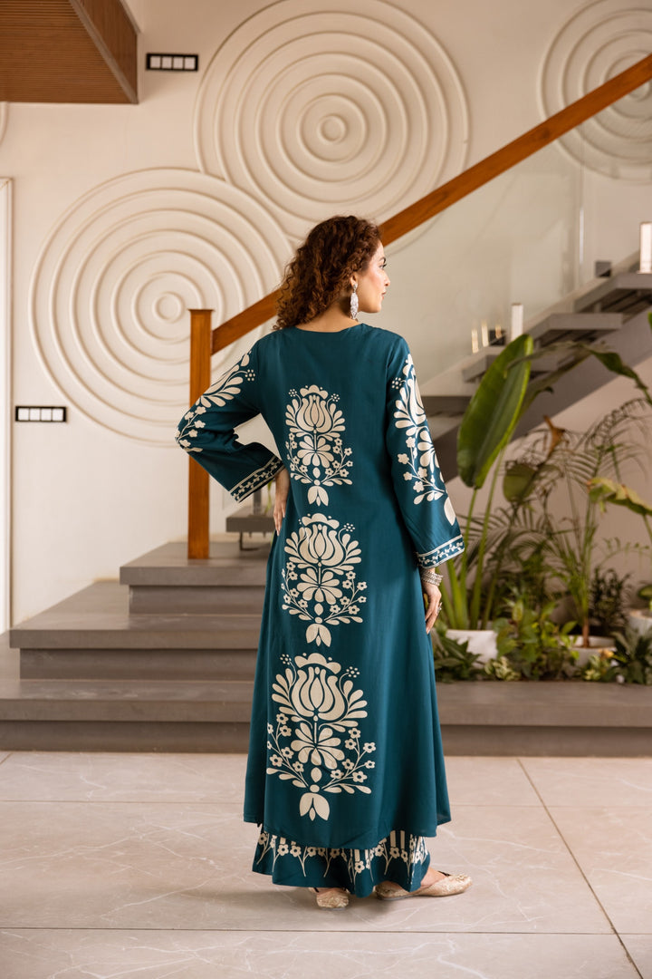 Kabool Azure Printed Cotton Kurta Pant Set