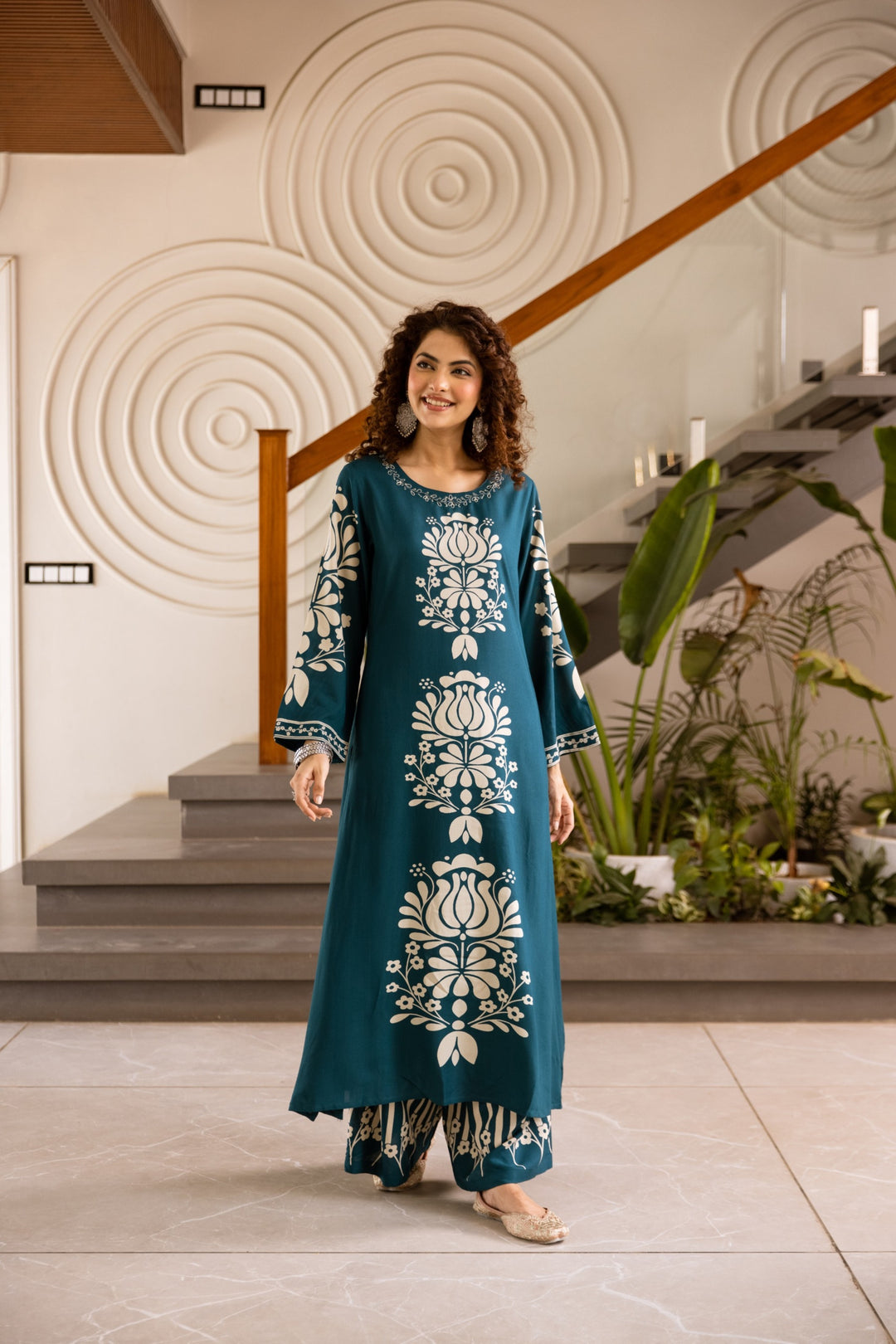 Kabool Azure Printed Cotton Kurta Pant Set