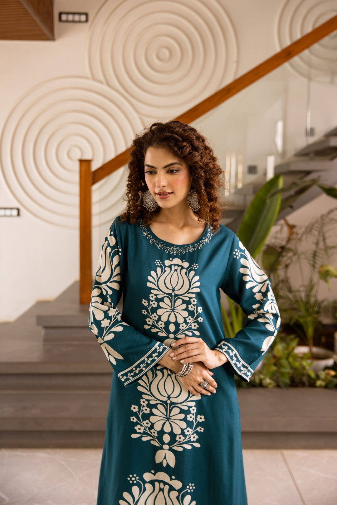 Kabool Azure Printed Cotton Kurta Pant Set