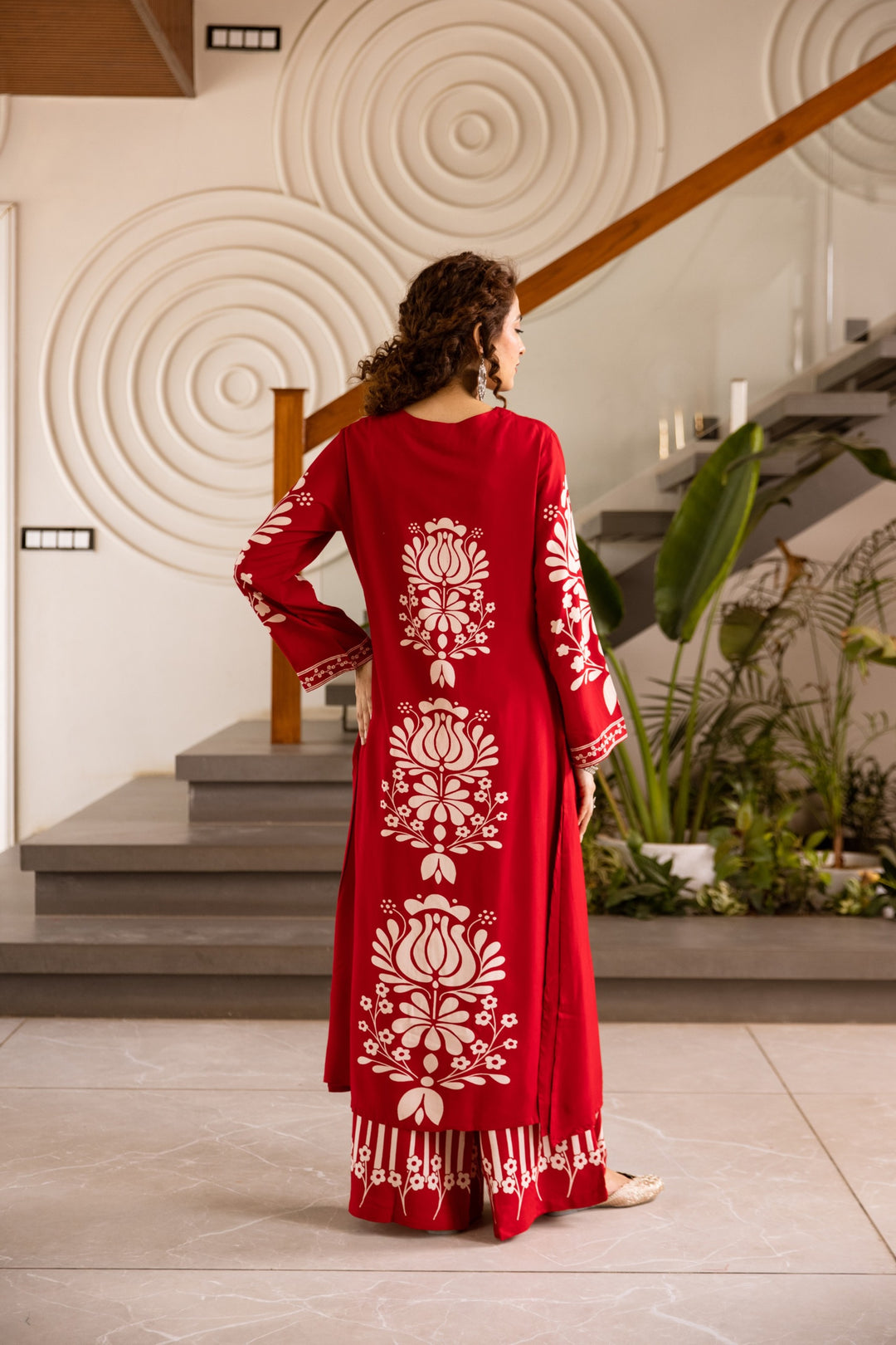 Kabool Vermillion Printed Kurta Pant Set