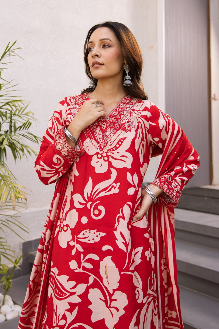 Kabool madder work suit set