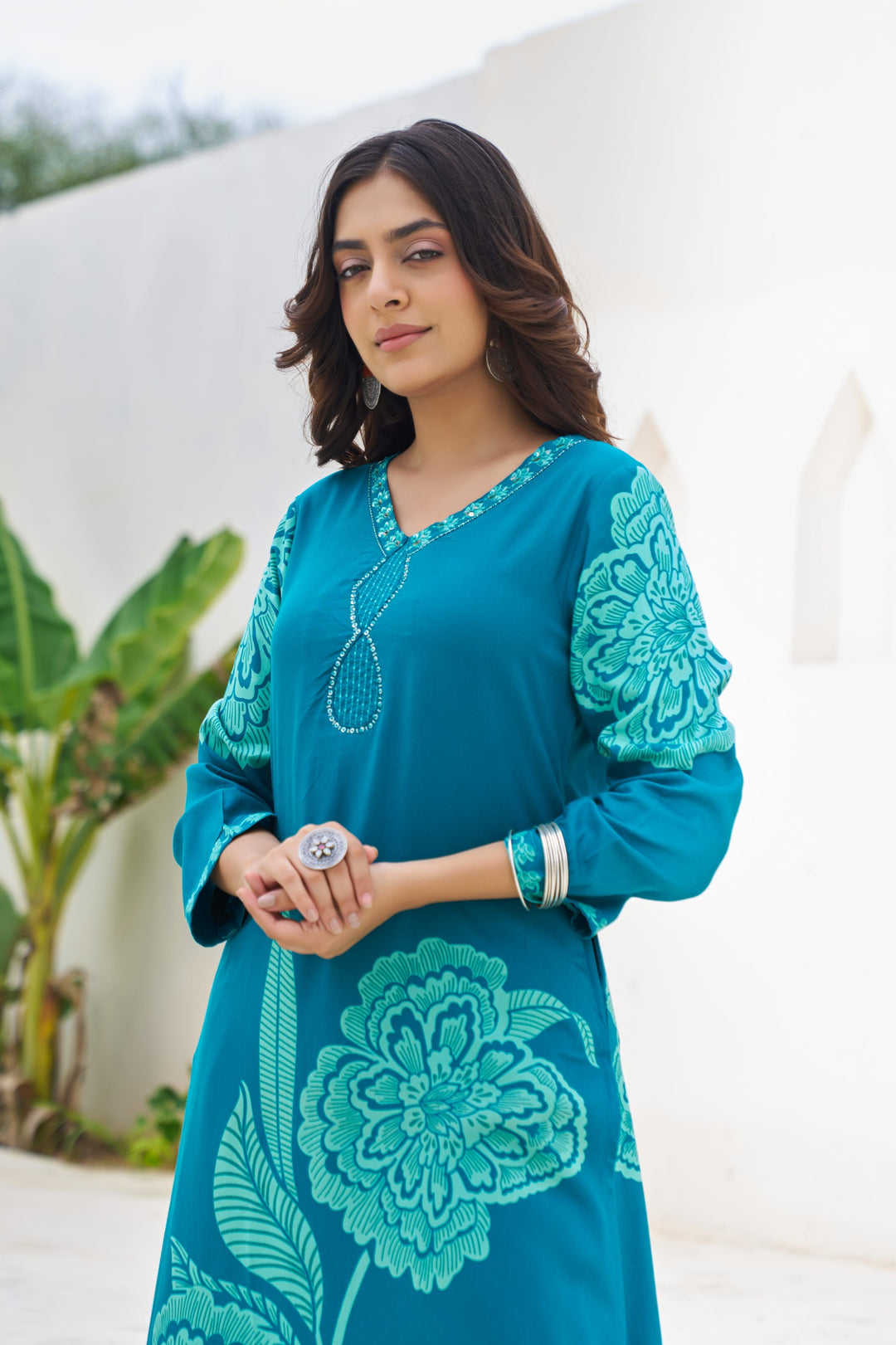 Sonpal hibis printed kurta pant set