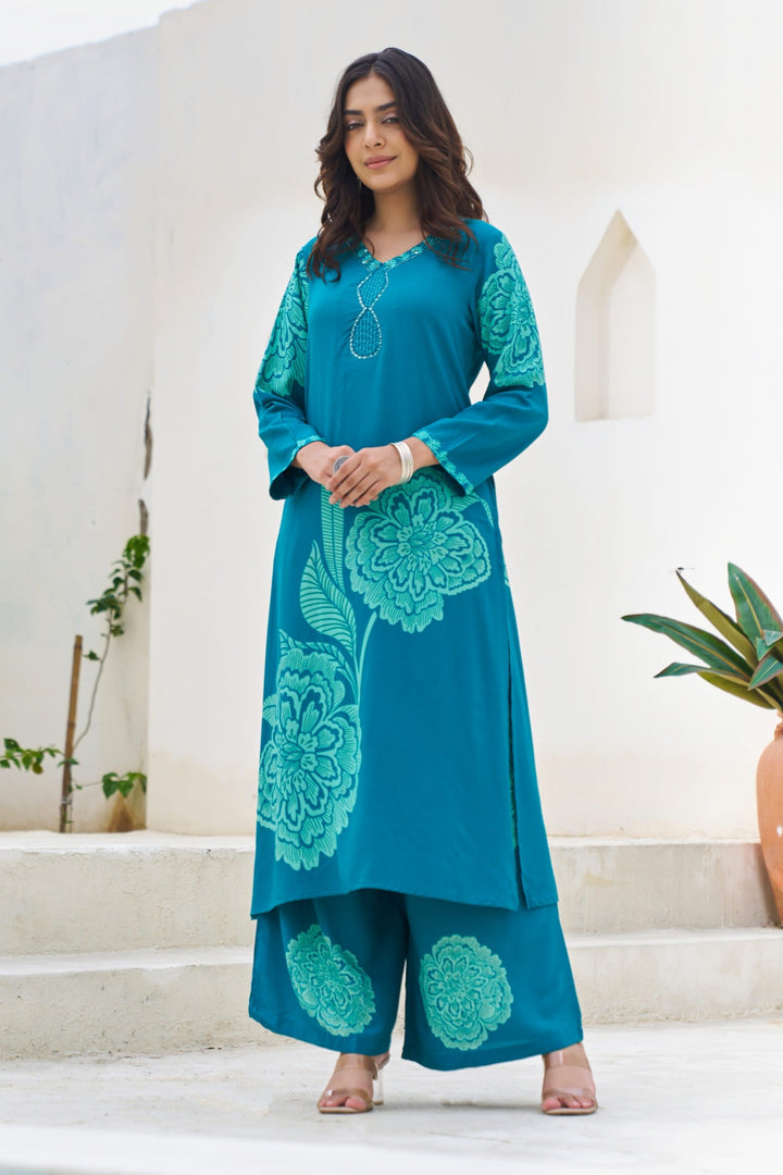 Sonpal hibis printed kurta pant set