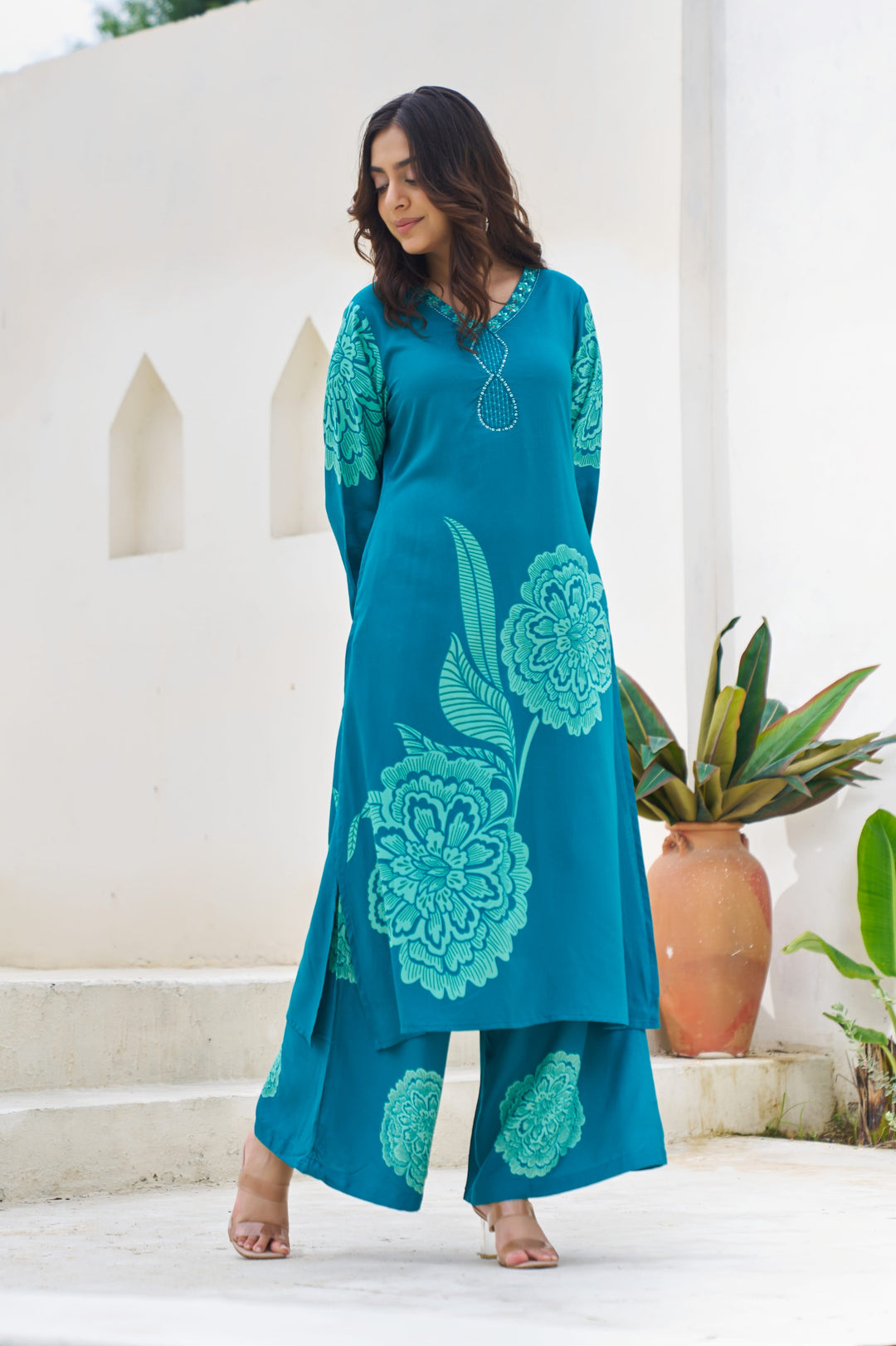 Sonpal hibis printed kurta pant set