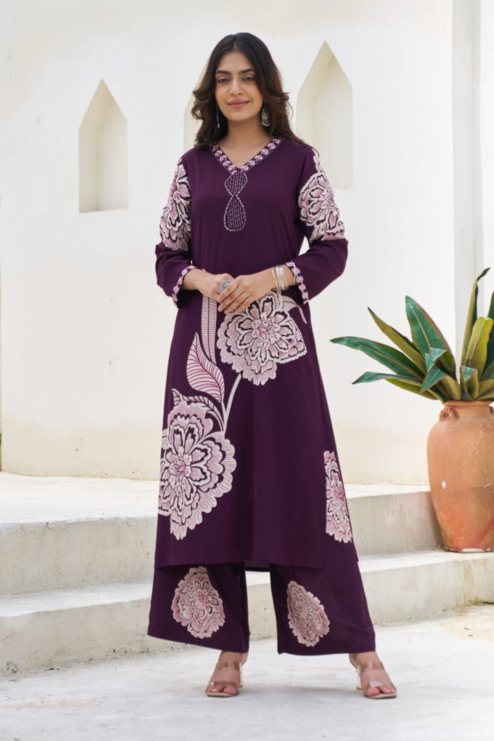 Sonpal orchid printed kurta pant set