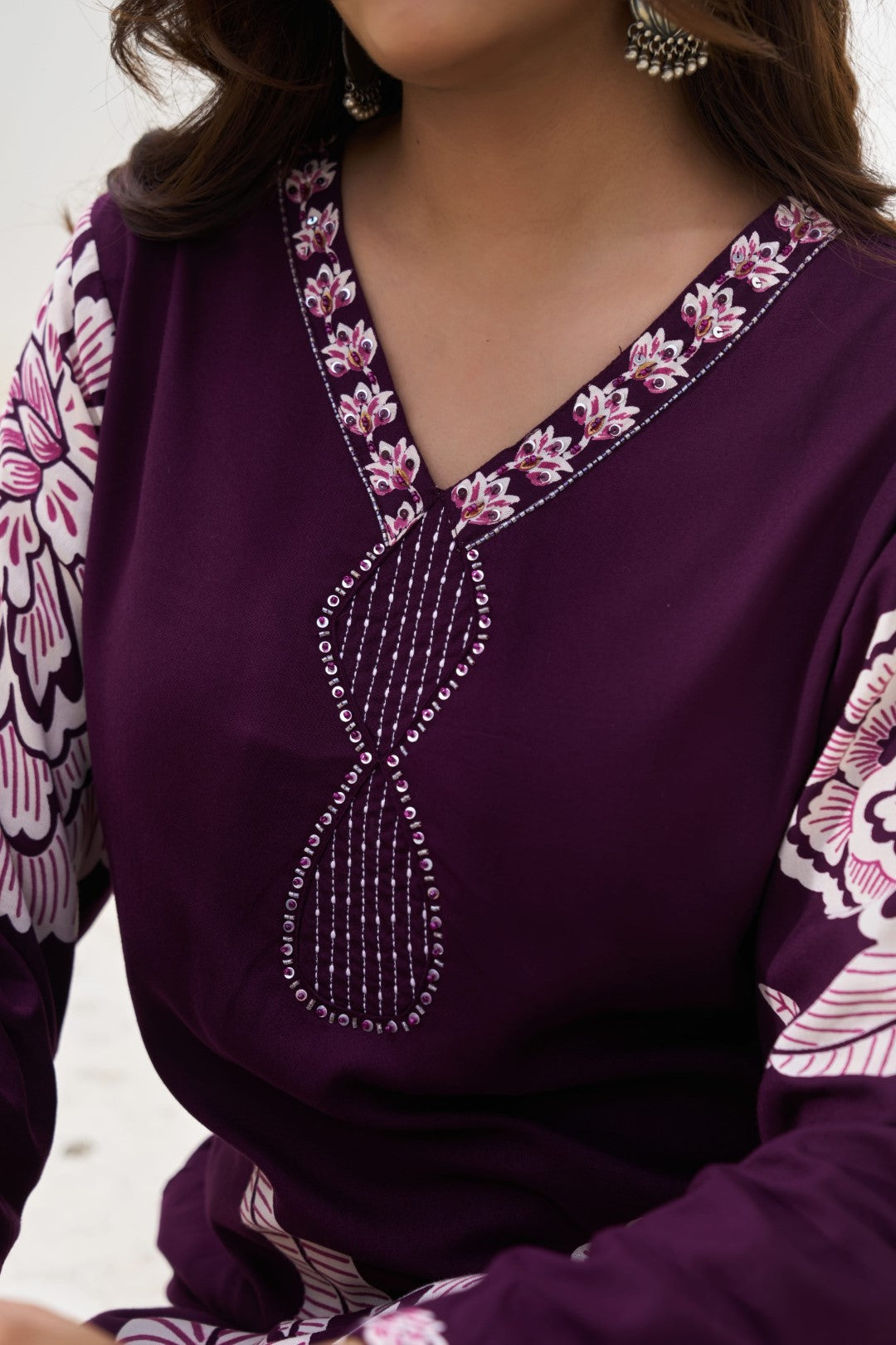 Sonpal orchid printed kurta pant set