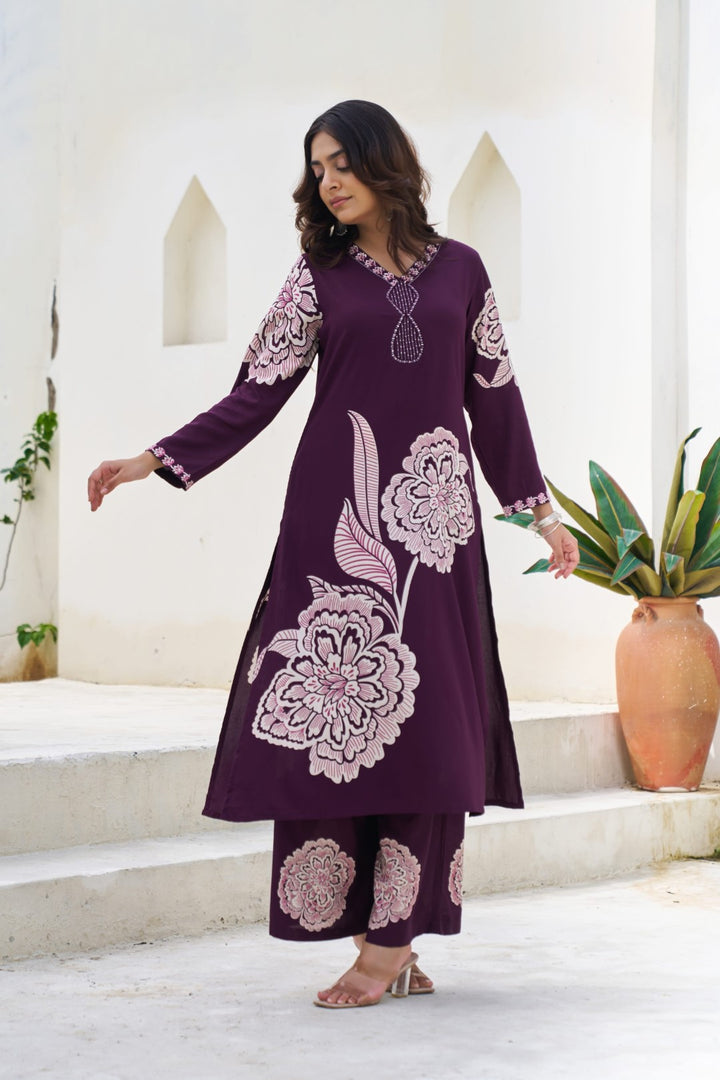 Sonpal orchid printed kurta pant set