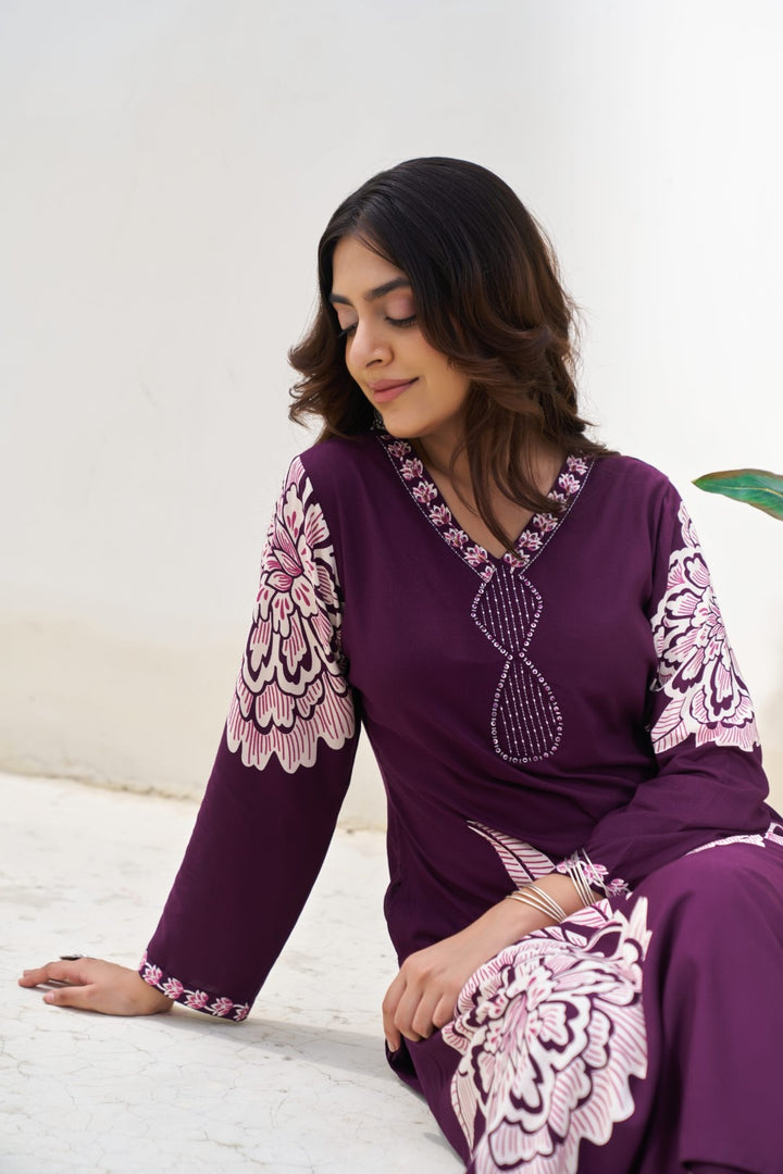 Sonpal orchid printed kurta pant set