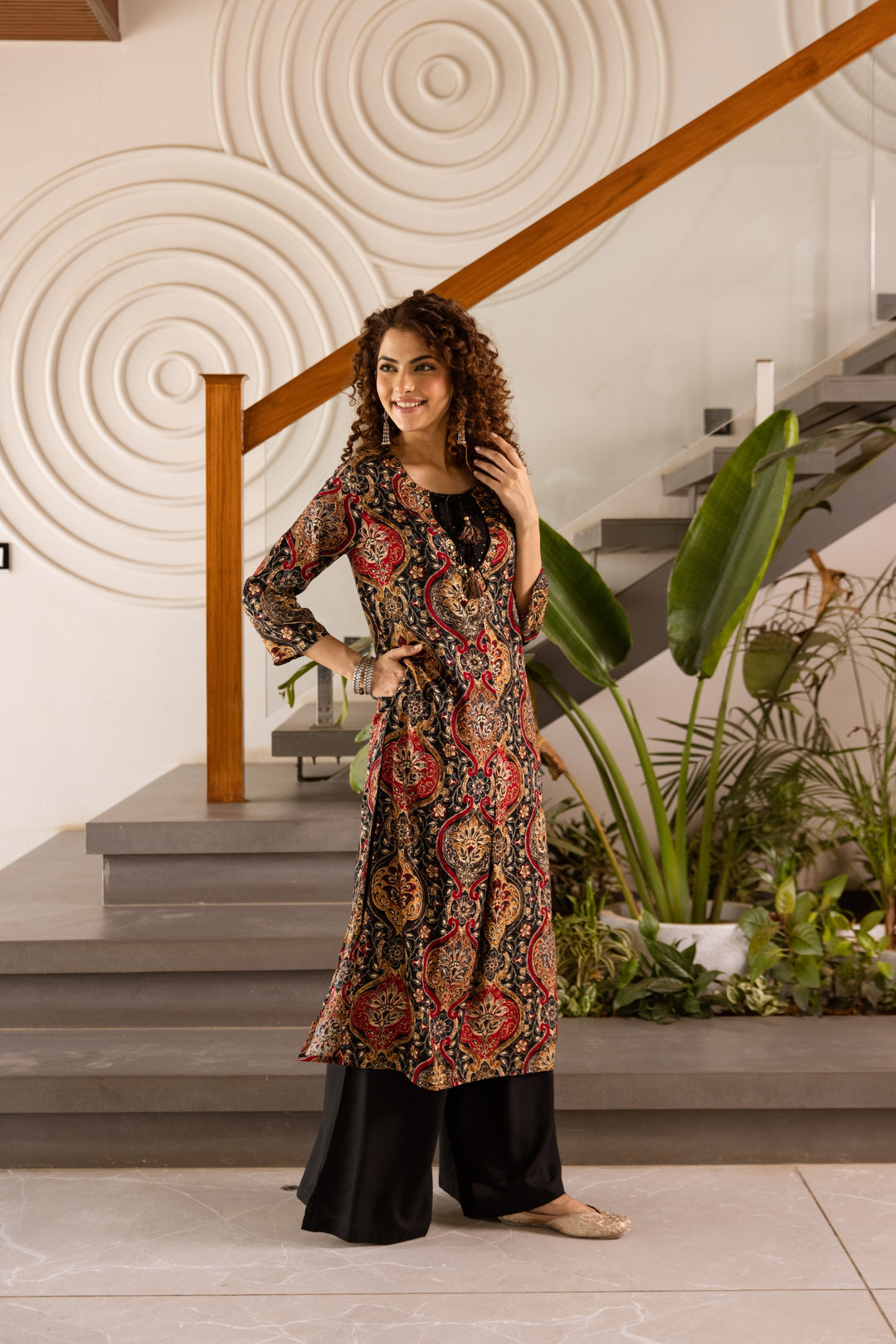 Kabool raven cotton printed kurta pant set