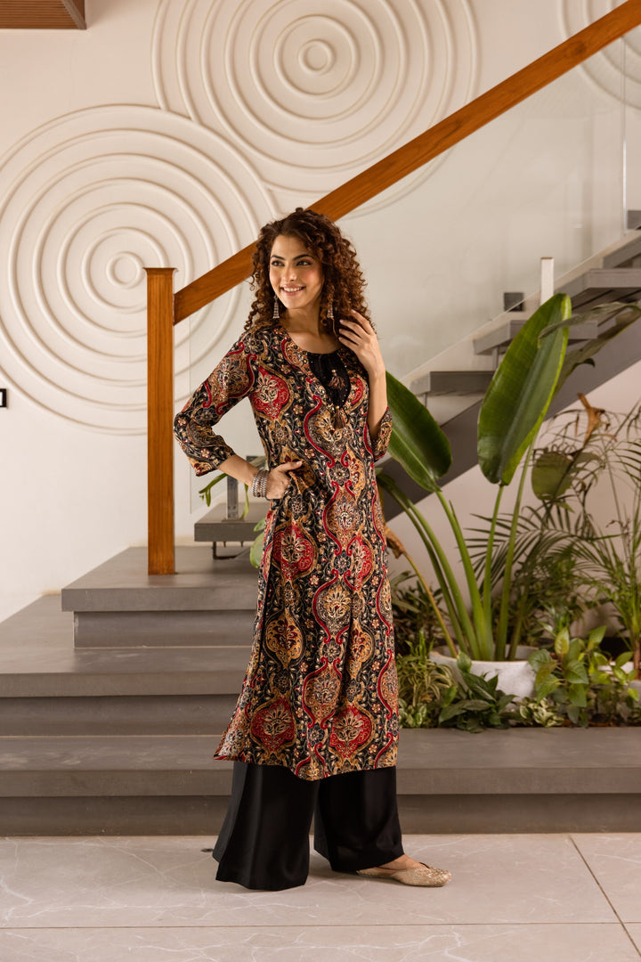 Kabool raven cotton printed kurta pant set