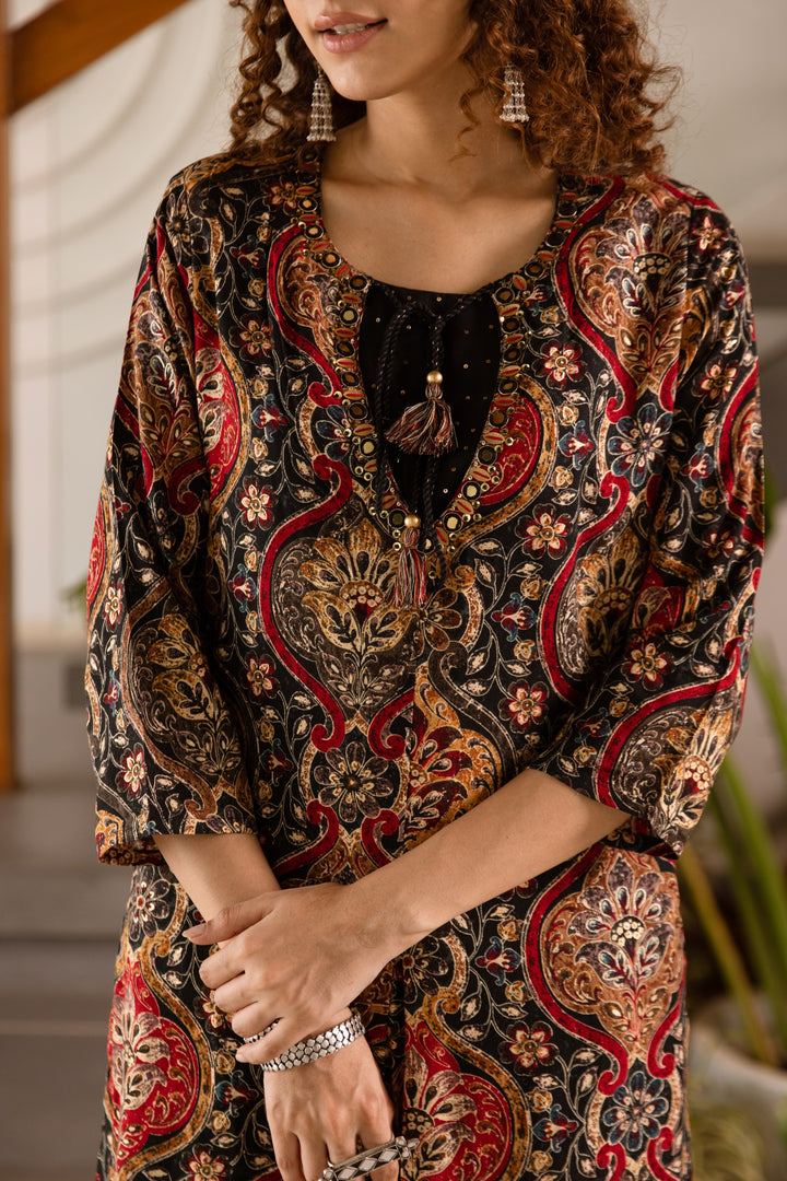 Kabool raven cotton printed kurta pant set