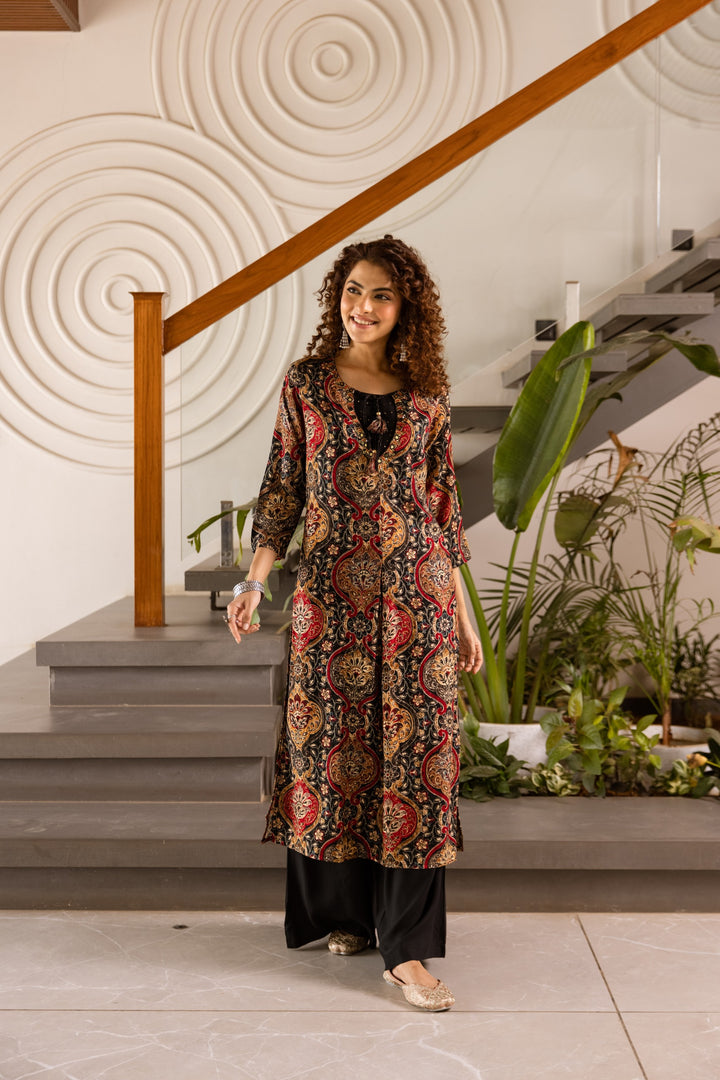 Kabool raven cotton printed kurta pant set