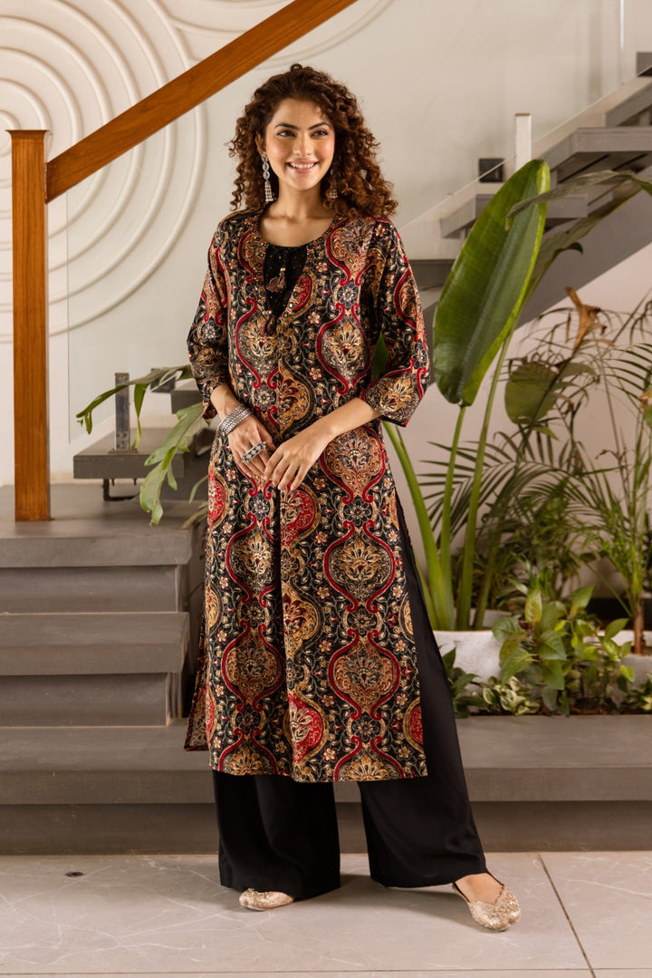 Kabool raven cotton printed kurta pant set