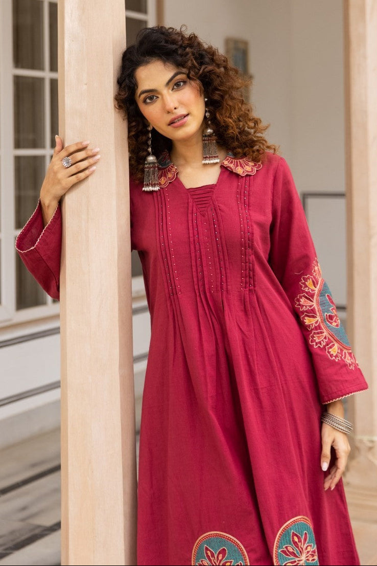 Karen Rouge embroidery kurta pant set